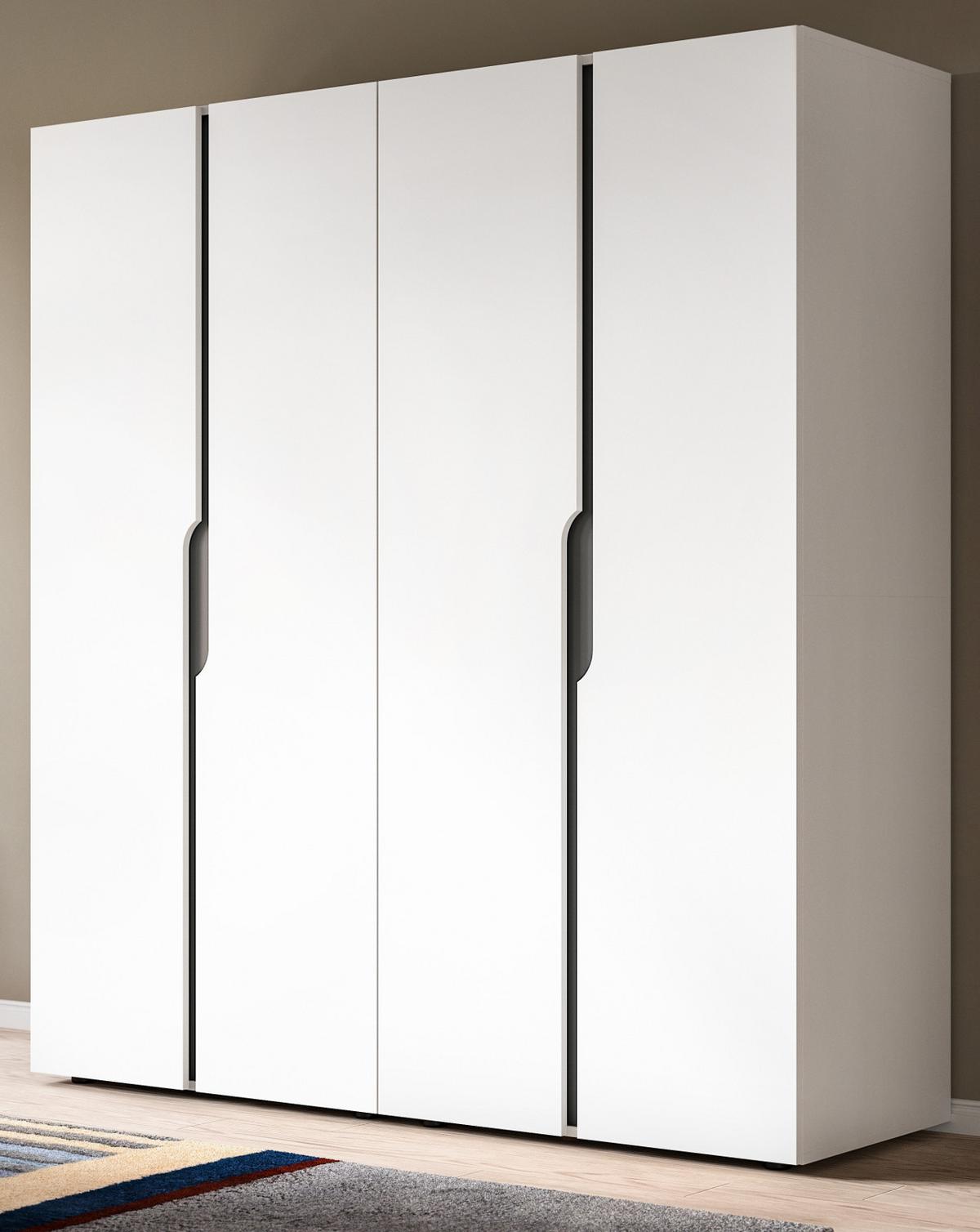 KLEIDERSCHRANK weiß, grau 162 x 176 cm, Drehtürenschrank 4-türig - Schwarz/Weiß, Holzwerkstoff/Kunststoff (162/176/51cm) - Inn.Furn