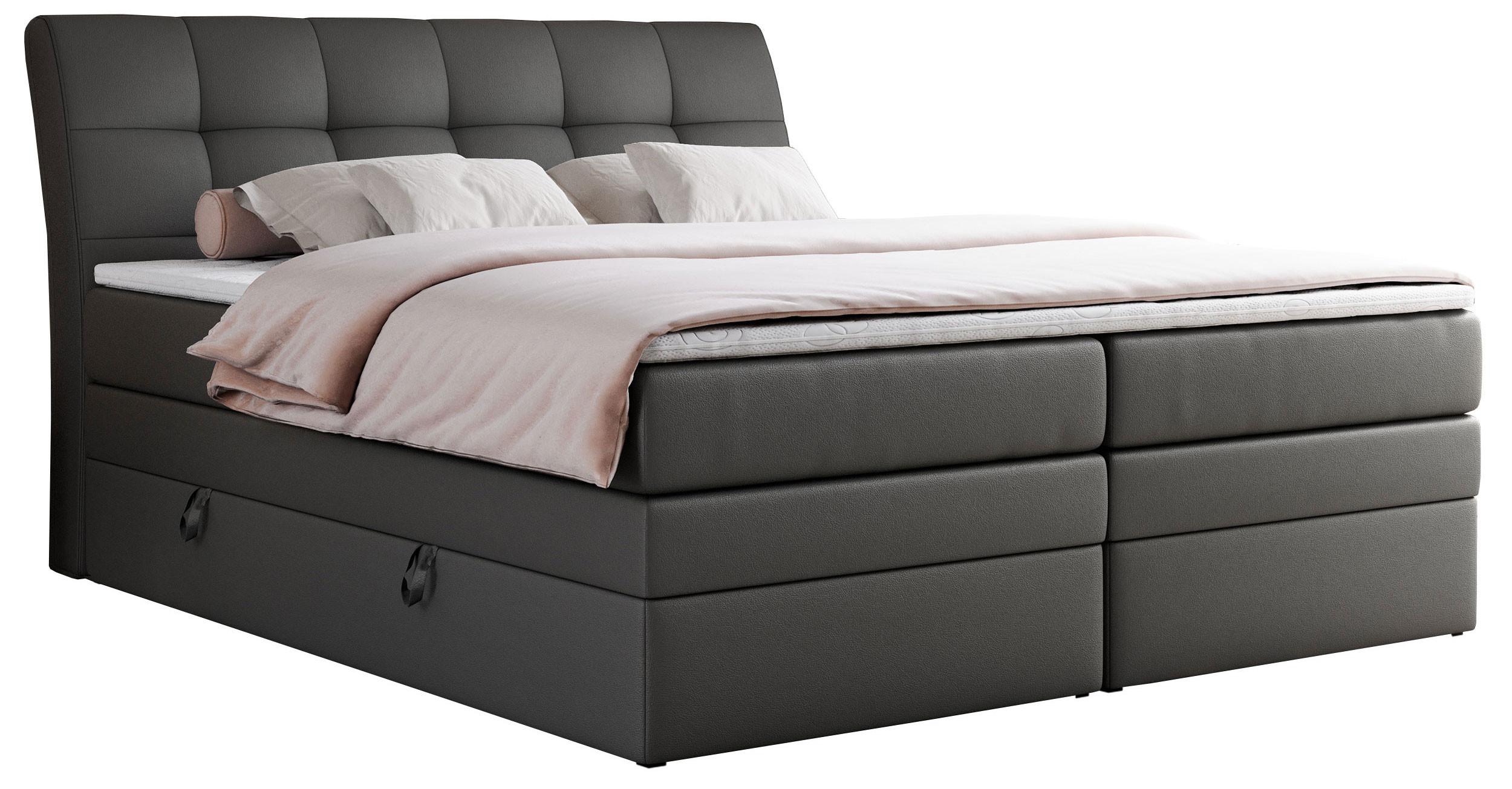 BOXSPRINGBETT GOLD-10 KING 200/200 Dunkelgrau Kunstleder - H4 - Dunkelgrau, Holz/Textil (200/200cm) - MKS