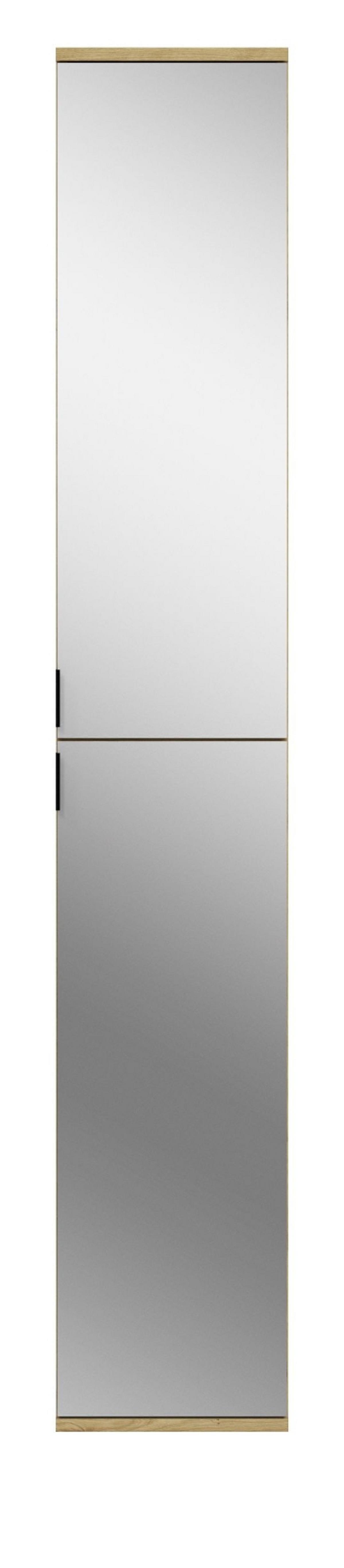 SCHUHSCHRANK Eiche 30 x 193 cm, schmaler Flurschrank mit Spiegeltüren - Schwarz/Eiche Artisan, Glas/Holzwerkstoff (30/193/34cm) - Inn.Furn