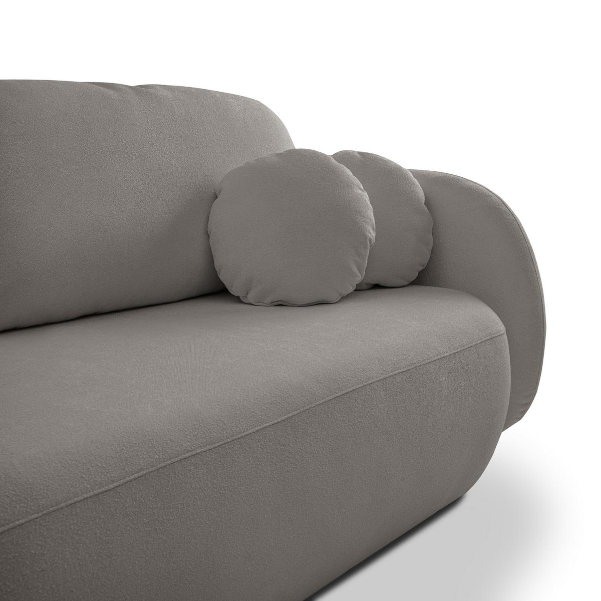 BETTSOFA AMICO Grau Bucle-Stoff mit Schlaffunktion - Grau, Holz (238/86.5/101cm) - MASSENO