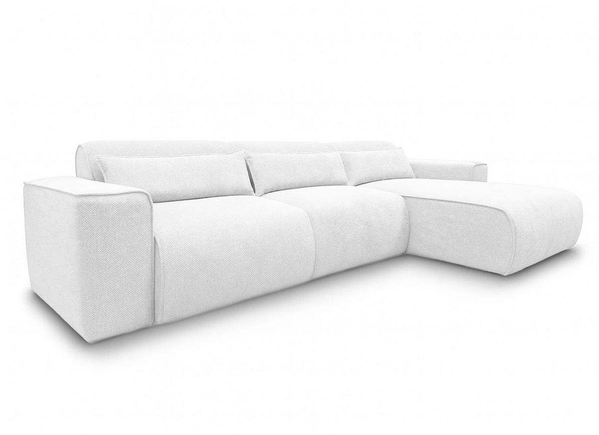 ECKSOFA L Form Ruyam Perlweiß 310/165/78 cm – Schlaffunktion Rechts - Schwarz/Weiß, Kunststoff/Textil (310/170cm) - AX Living