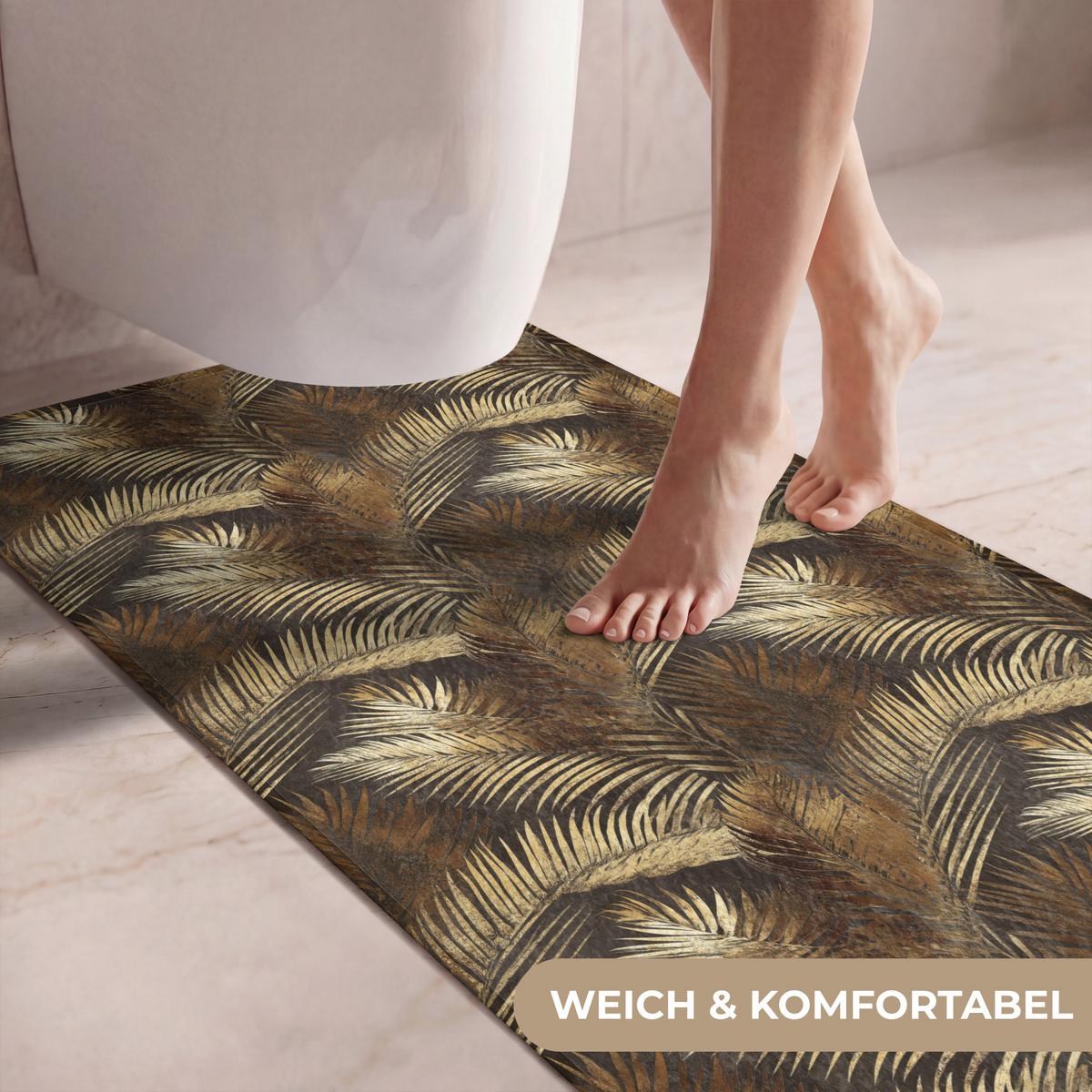 WC-VORLEGER Tropisch - Blätter - Gold Toilettenvorleger 60x120 cm - Goldfarben, Textil (60/1cm) - OnlyWow