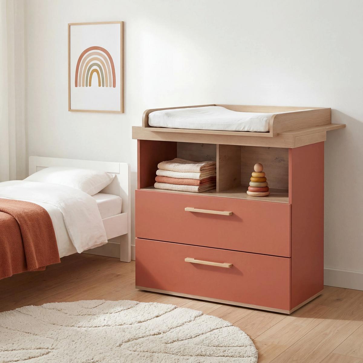 BABYZIMMER-SET Jimmy 2-teilig - Eichefarben/Mauve, Holz/Holzwerkstoff (143/103/77cm) - Roba