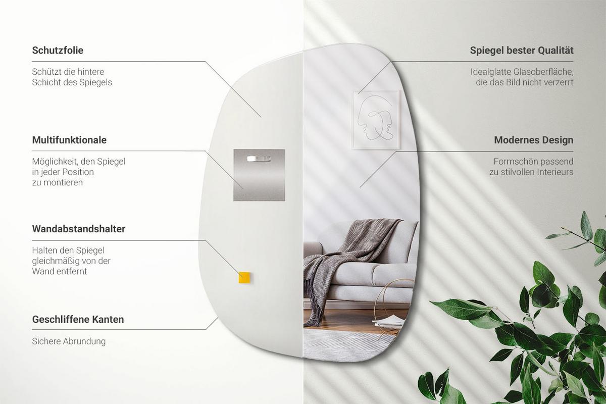 SPIEGEL 49x34 cm Asymmetrisch - Transparent, Glas (49/34/0.4cm) - Wallfluent