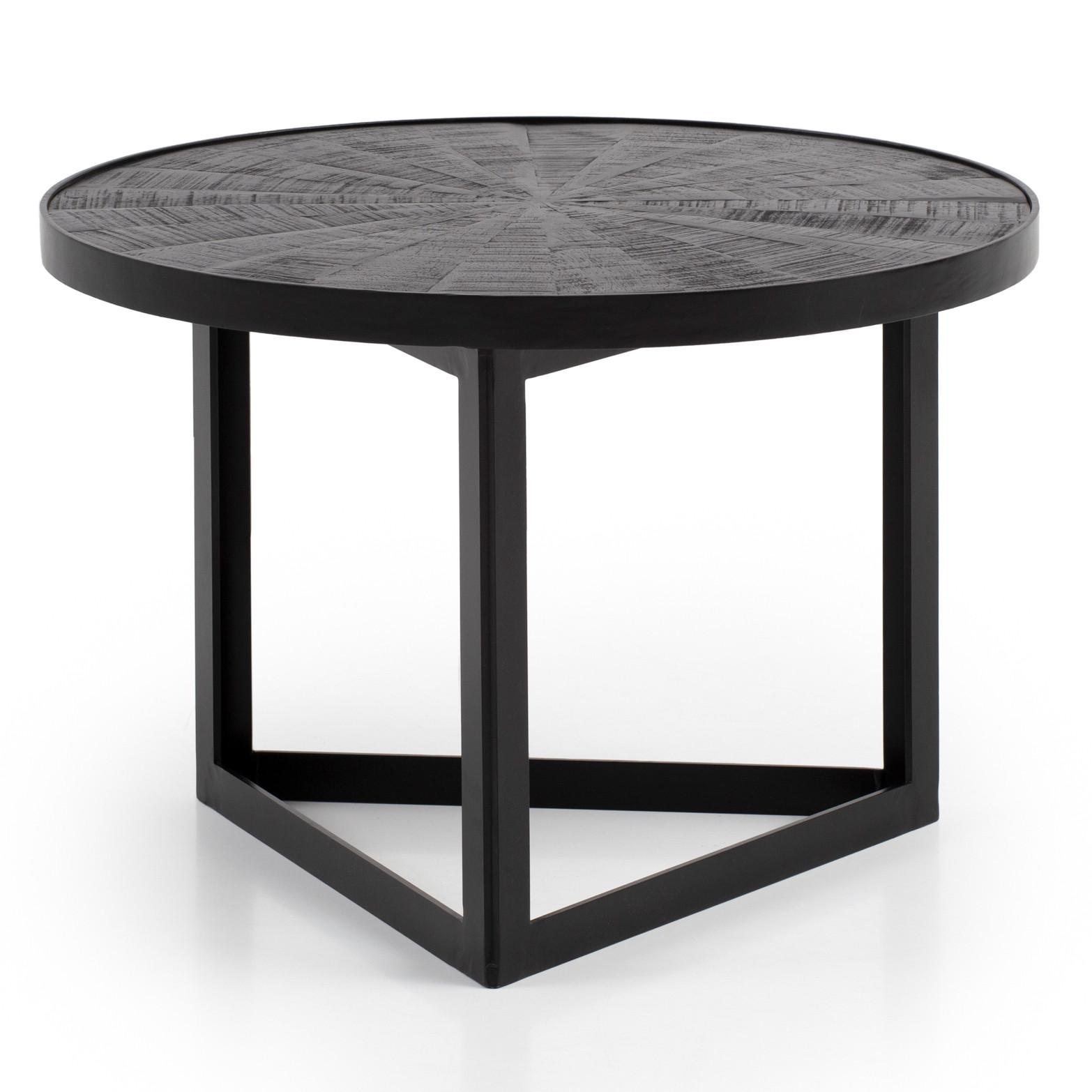 COUCHTISCH Schwarz Massivholz Mango Rund 58x58x40 cm Industrial Design - Schwarz, Holz/Metall (58/58/40cm) - KADIMA DESIGN