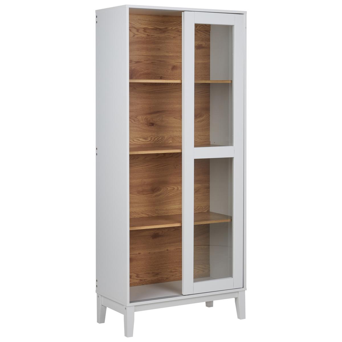 VITRINE mit Glastüren 80 cm Weiß Rumson - Weiß, Holzwerkstoff (80/183/40cm) - Beliani