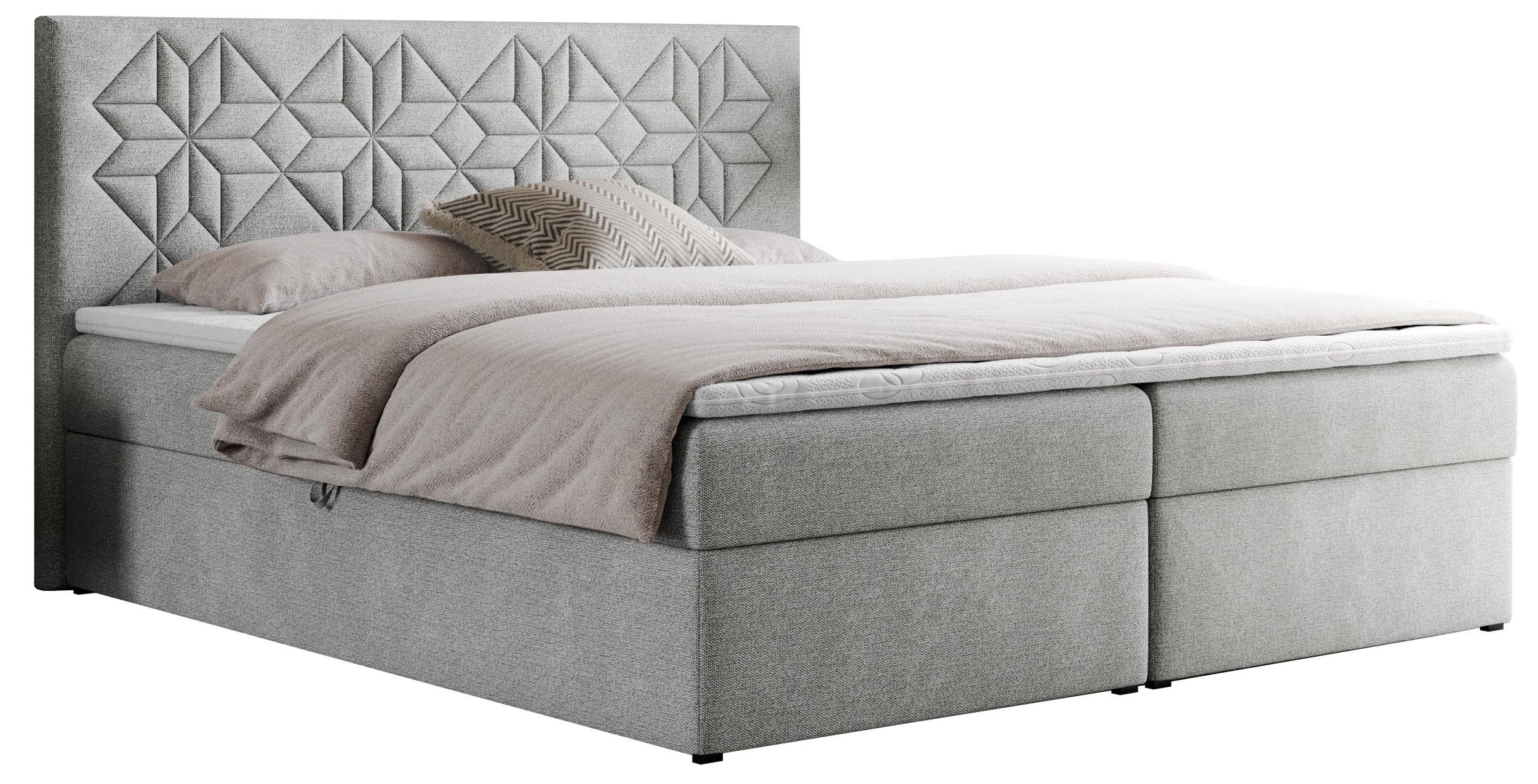 BOXBETT LEILA 120/200 Hellgrau Struktur - H3 - Hellgrau, Holz/Textil (120/200cm) - MKS
