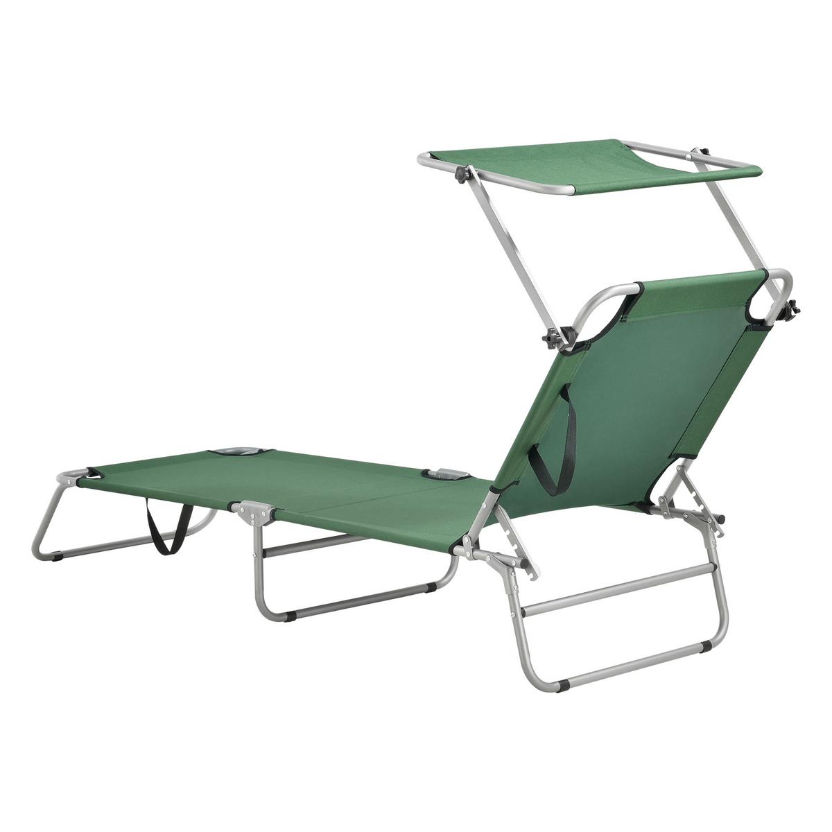 SONNENLIEGE Argozelo - Dunkelgrün, Textil/Metall (186/24/55cm) - casa.pro