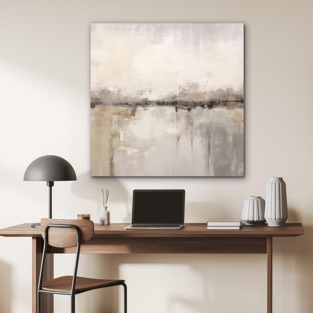 METALLBILD Moderne Kunst - Abstrakt - Beige 90x90 cm - Beige, Metall (90/90cm) - MuchoWow