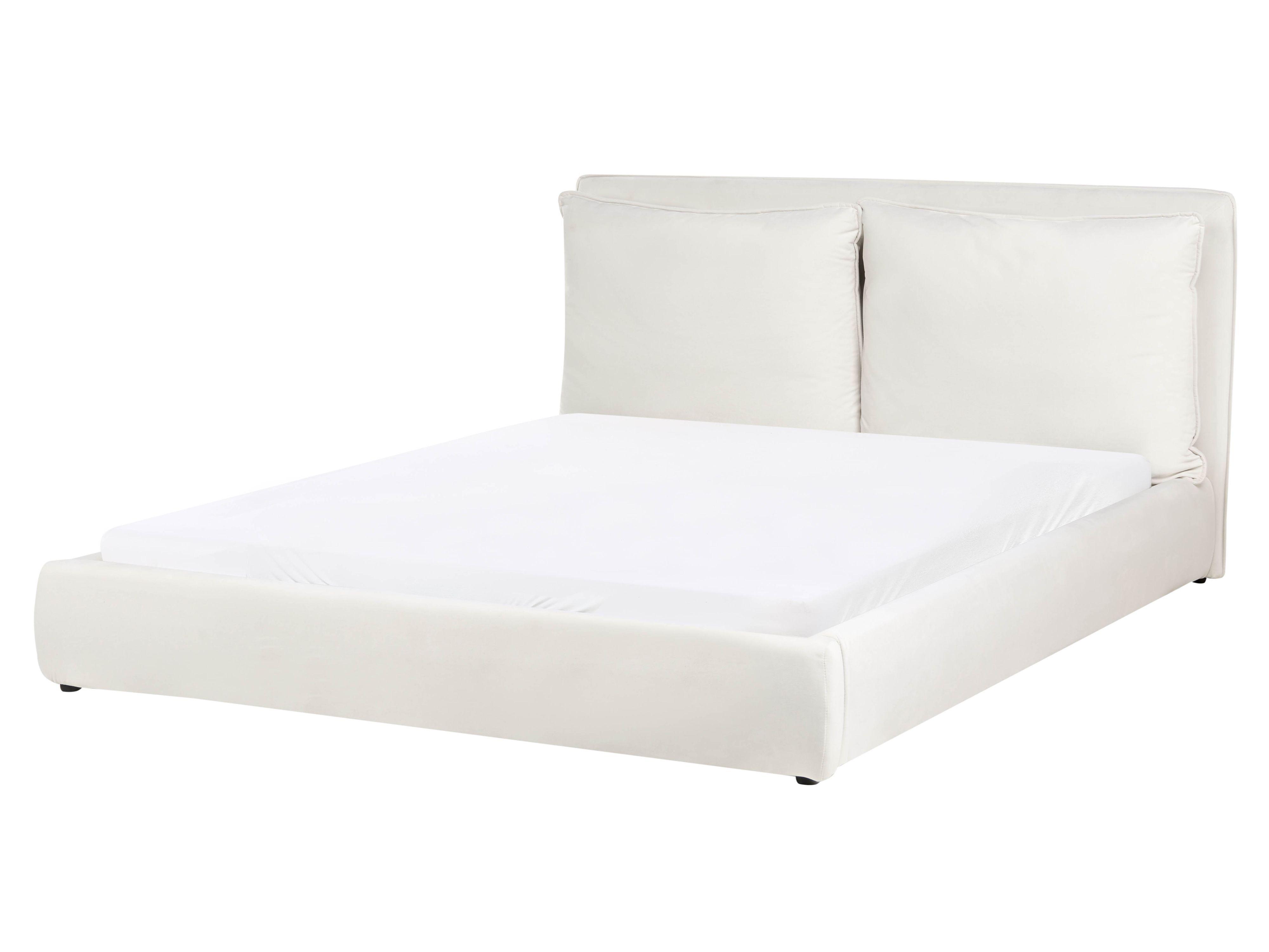 BETT mit Lattenrost 160/200 cm Cremeweiß Bajonna - Schwarz/Weiß, Textil (160/200cm) - Beliani