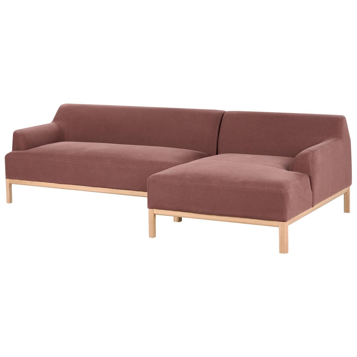 ECKSOFA 3-Sitzer Stoff Burgunderrot linksseitig Sosjo - Dunkelrot, Textil (251/132cm) - Beliani