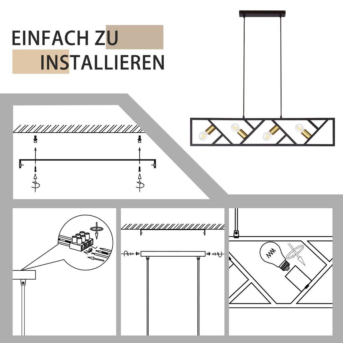 PENDELLEUCHTE Hoffnung 100/5/200 cm - Schwarz, Metall (100/5/200cm) - Nettlife