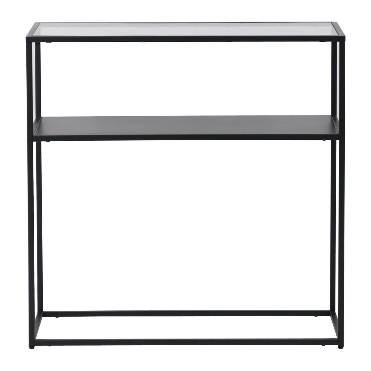 KONSOLENTISCH Kuhmo - Transparent/Schwarz, Glas/Metall (30/80/80cm) - [en.casa]