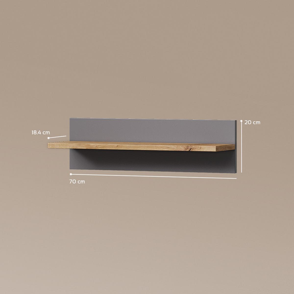 WANDREGAL Mailo Grau/Artisan 70 x 20 cm - Eiche Artisan/Grau, Holzwerkstoff (70/20/18.4cm) - Livinity®