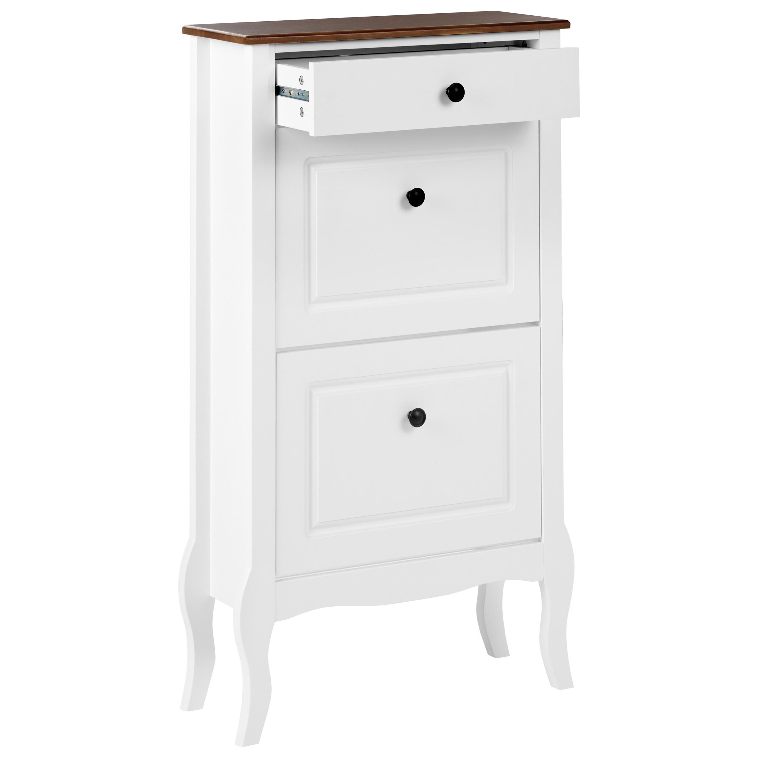 SCHUHSCHRANK Weiß Nundle - Dunkelbraun/Weiß, Holzwerkstoff (60/108/24cm) - Beliani