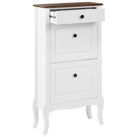SCHUHSCHRANK Weiß Nundle - Dunkelbraun/Weiß, Holzwerkstoff (60/108/24cm) - Beliani