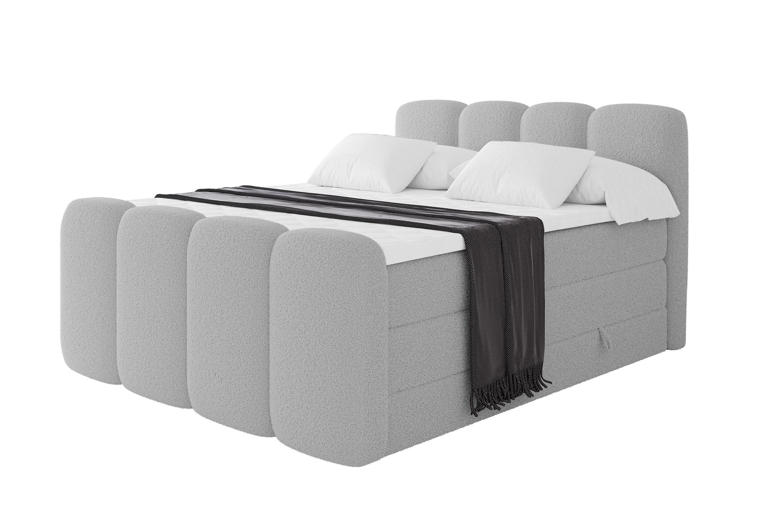 BOXSPRINGBETT mit Matratze H3/H4 - NINA-Z KING - 120x200 cm Hellgrau - Hellgrau, Holzwerkstoff (120/200cm) - ALTDECOR