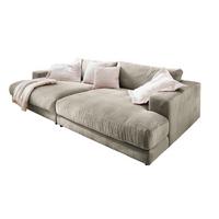 BIG SOFA XL MADELINE Steingrau Cord - Greige/Schwarz, Kunststoff/Textil (290/85/190cm) - KAWOLA