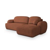ECKSOFA MODENZA N R-S Orange Boucle-Stoff mit Schlaffunktion - Schwarz/Orange, Holz/Kunststoff (266/148cm) - MASSENO