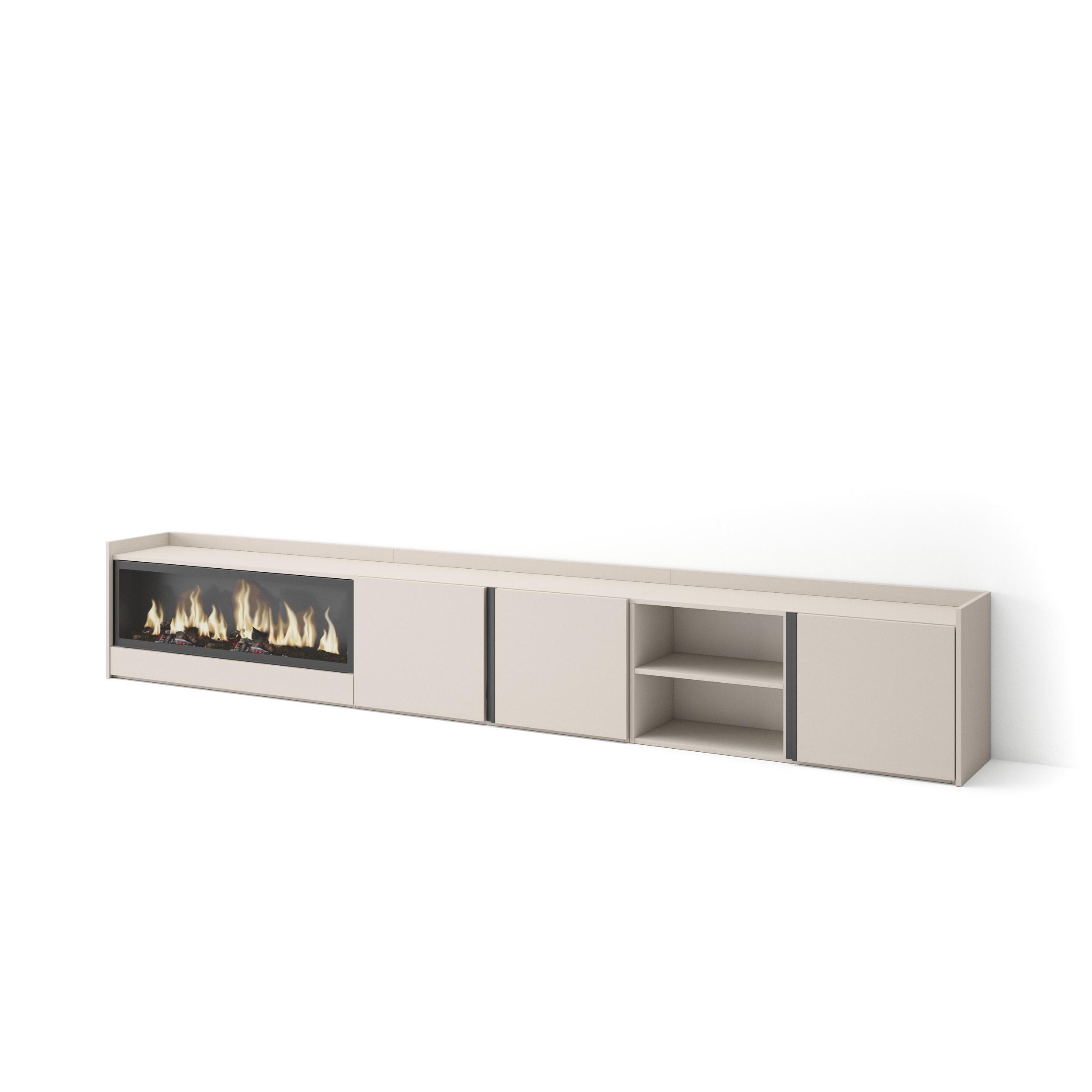 LOWBOARD, Beige, 315/35/50cm, Kamin mit Feuereffekt XXL - Beige, Holzwerkstoff (315/50/35cm) - Skraut Home