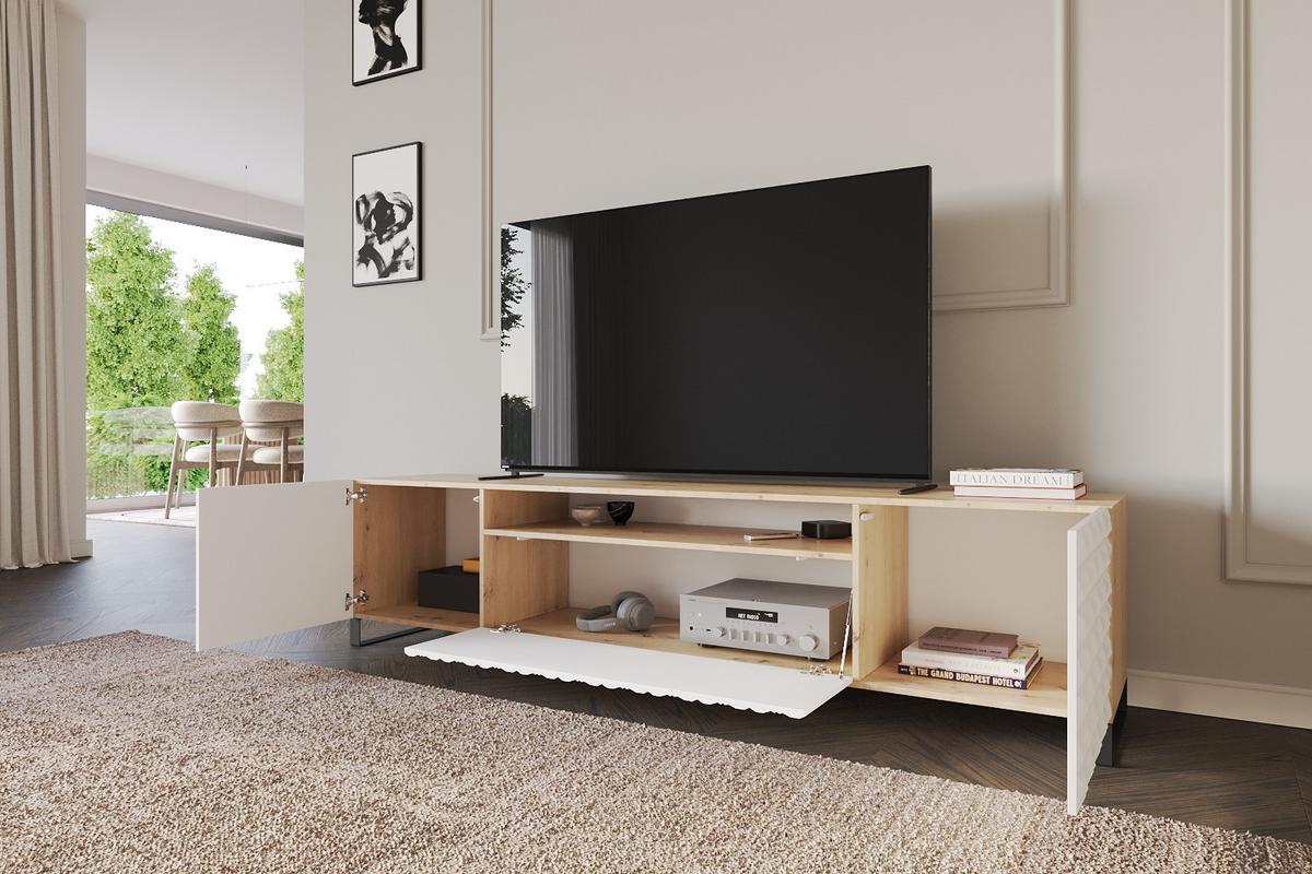 LOWBOARD VIRA-S 200x53x41 cm - Artisan / Weiß - Schwarz/Weiß, Holzwerkstoff (200/53/41cm) - ALTDECOR