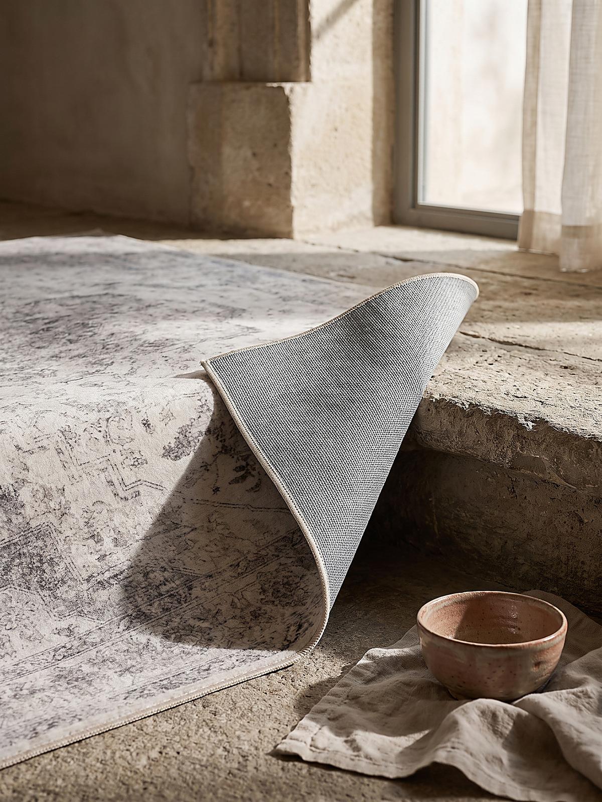 TEPPICH Kurzflor, waschbar, mit floralen Ornamenten, VERNANTE in Beige-Grau, 140 x 200 cm - Beige, Textil (140/200cm) - KADIMA DESIGN