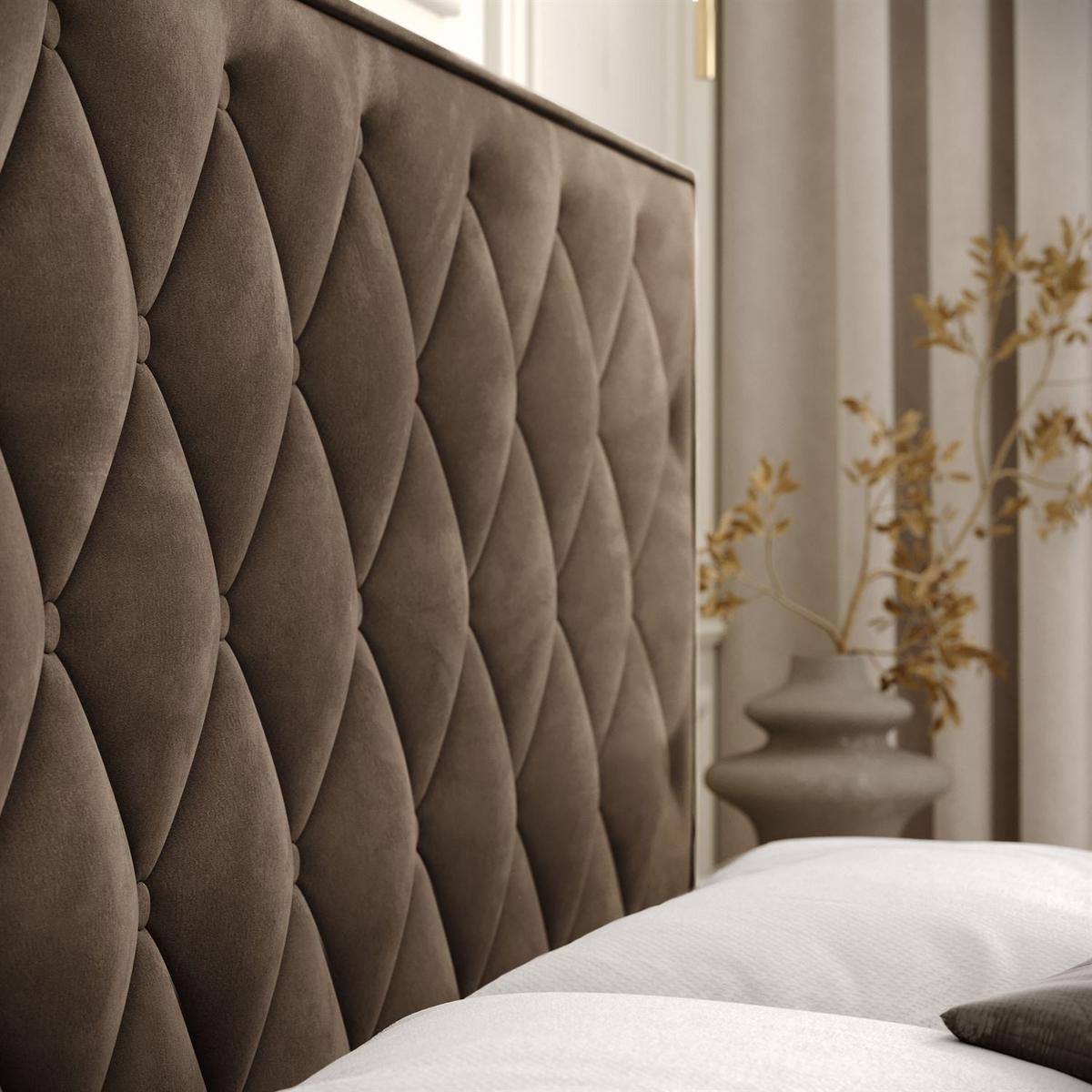 BOXSPRINGBETT INEZ mit Bettkasten mit Topper 160x200 cm Royal Velvet 196 - Braun, Textil - Lookway