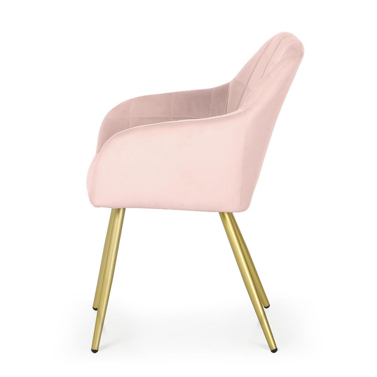 POLSTERSTUHL 4er Set, Metallbeine Rosa, Gold 54/82/58 - Rosa, Textil (54/82/51cm) - RAUMHIRSCH FURNITURE