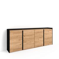 SIDEBOARD, 4 Türen, Eiche und Schwarz, 207/35/80cm - Beige, Holzwerkstoff (207/80/35cm) - Skraut Home