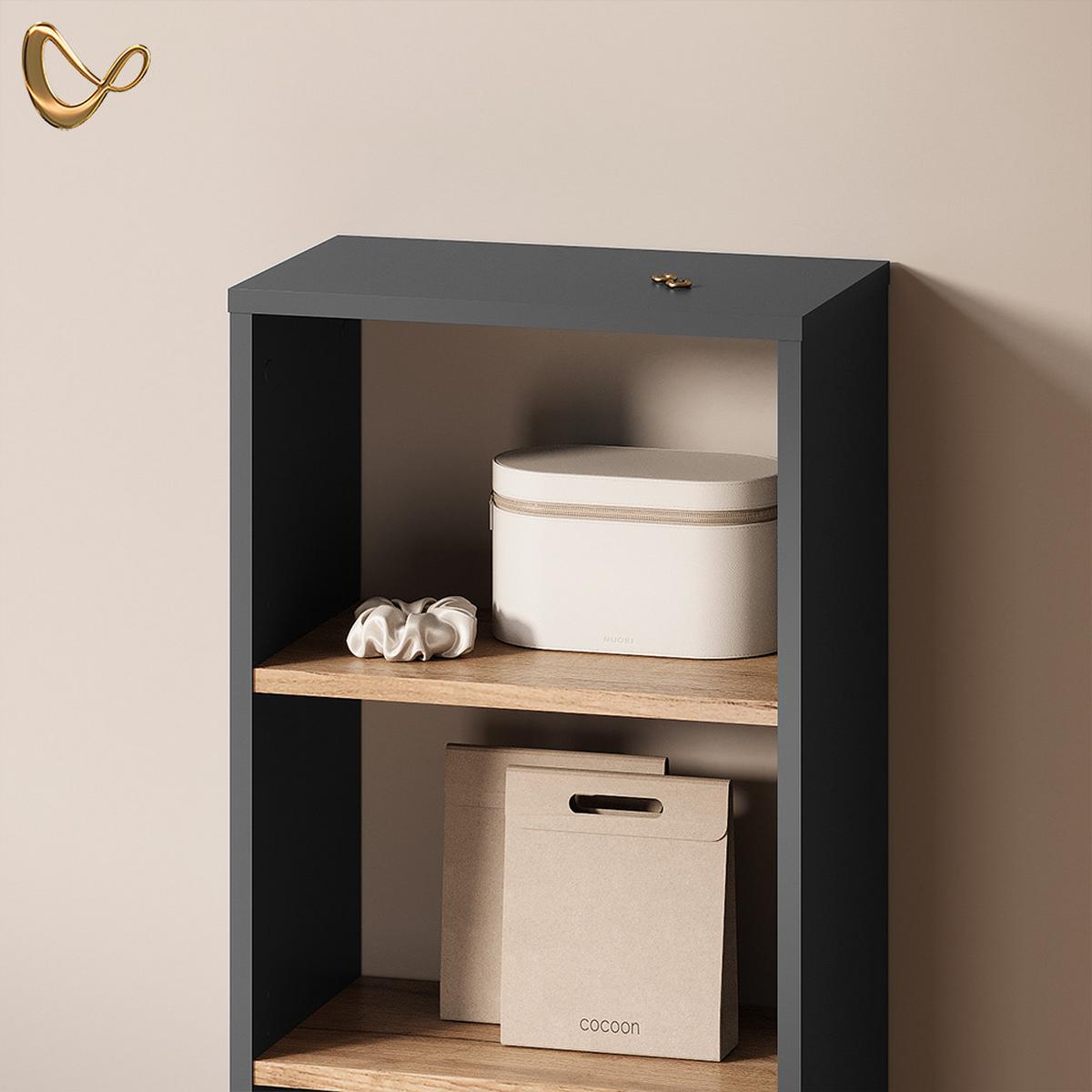 AUFBEWAHRUNGSREGAL Ortello Anthrazit/Goldkraft Eiche 40 x 80.1 cm - Honigeiche/Anthrazit, Holzwerkstoff (40/80.1/24cm) - Livinity®