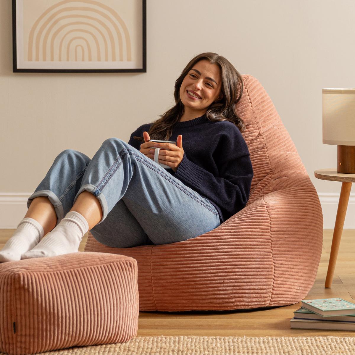 SITZSACK Dalton mit Hocker - Pink, Textil (82/76/82cm) - icon