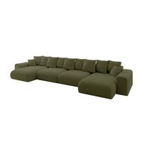 WOHNLANDSCHAFT mit Schlaffunktion ESKAR-U2-464x176x72cm Grün - Olivgrün, Holzwerkstoff/Kunststoff (176/72/464cm) - ALTDECOR