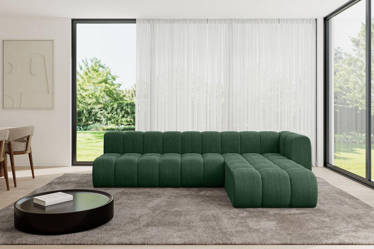ECKSOFA modulares Sofa Darnel-L2 - 296x177x70 cm Grün - Grün, Holzwerkstoff/Textil (296/177cm) - ALTDECOR