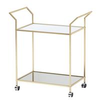 SERVIERWAGEN – Gold, Verspiegelte Ablagen, auf Rollen - Goldfarben, Glas/Metall (73/78/37cm) - KADIMA DESIGN