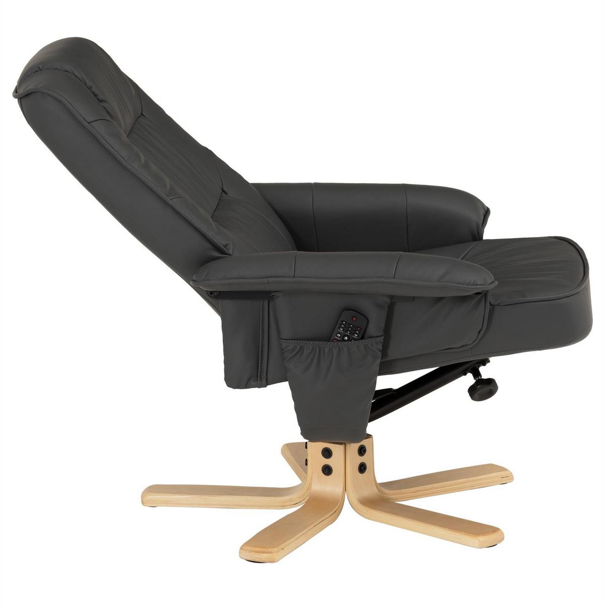 RELAXSESSEL KUNSTLEDER, SET MIT HOCKER CHARLY grau - Grau, Textil (76/87/61cm) - IDIMEX