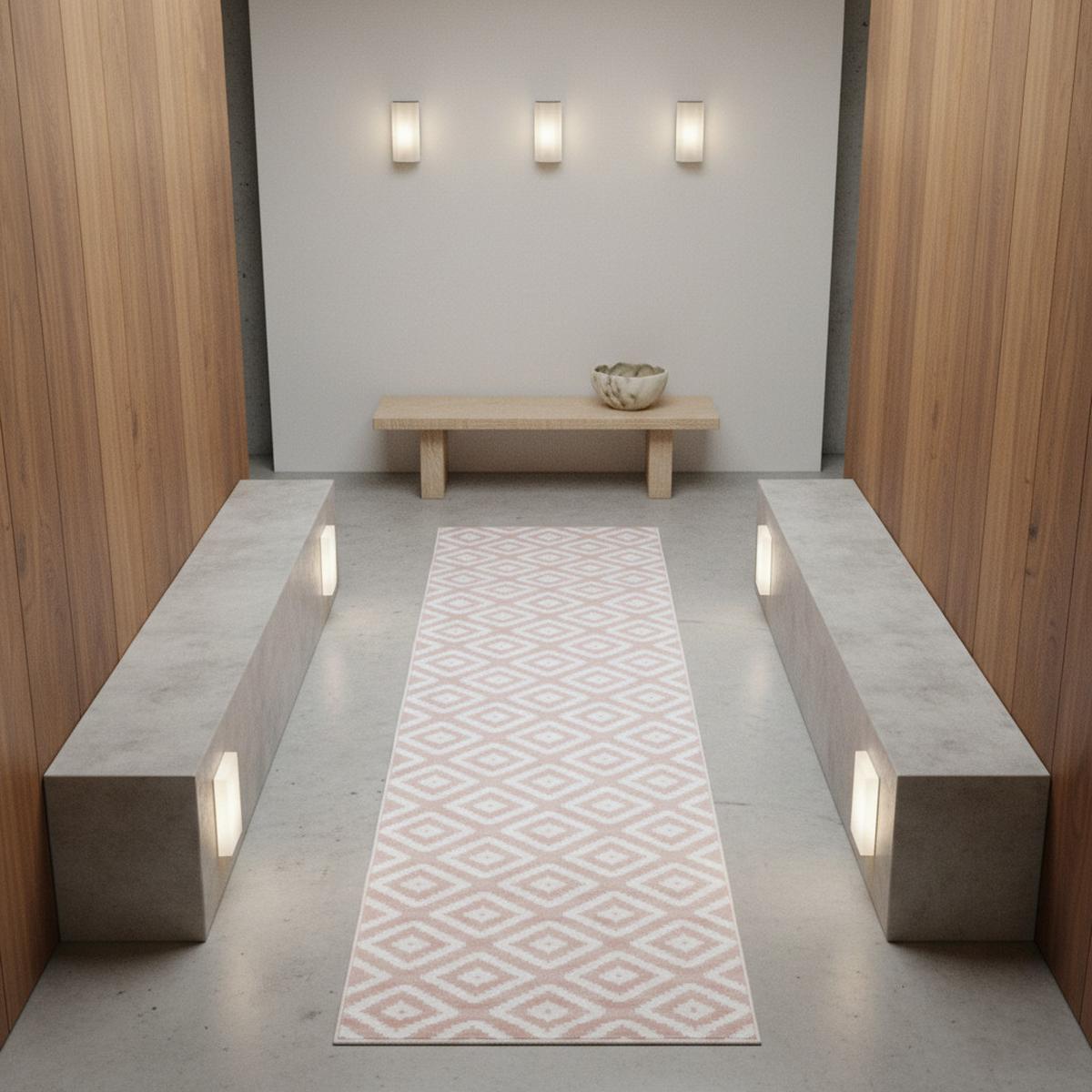 TEPPICH Kurzflor INN in Rosa, geometrisch, 80 x 300 cm - Rosa, Textil (300/80cm) - KADIMA DESIGN