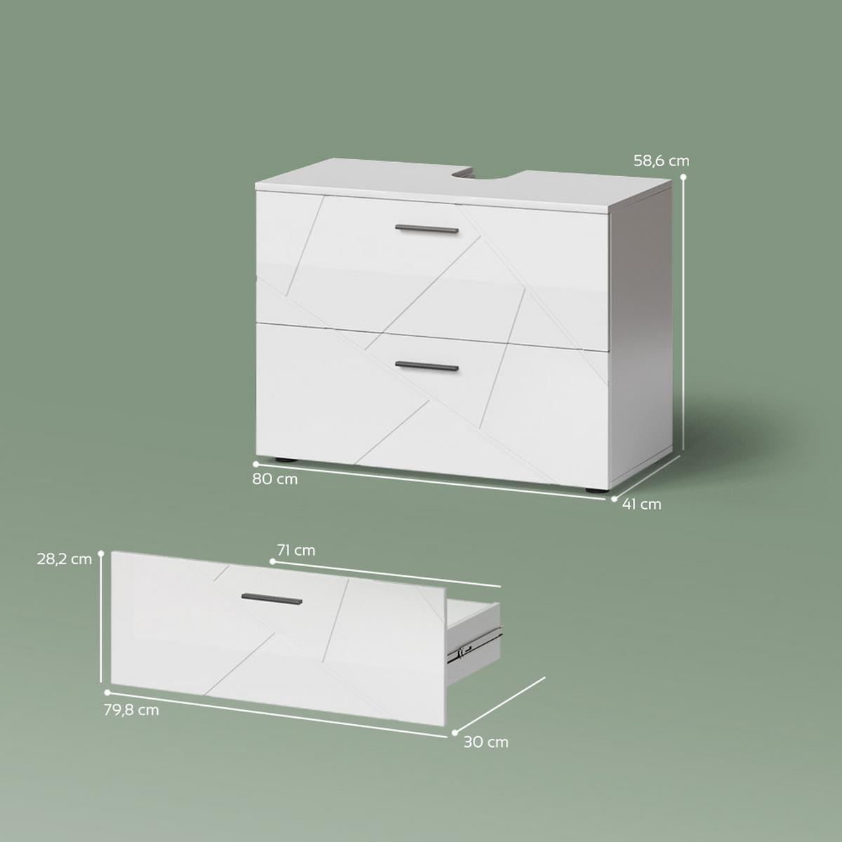 WASCHBECKENUNTERSCHRANK Ronco Weiß Hochglanz 80 x 58.6 cm - Weiß Hochglanz, Holzwerkstoff (80/58.6/41cm) - Livinity®