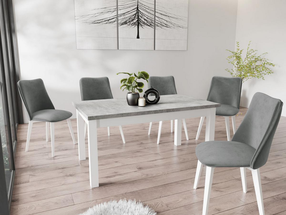 ESSTISCH Molly rechteckig ausziehbar, Grauer Beton 120-160/67/75 cm - Hellgrau/Weiß, Holz/Holzwerkstoff (67/160/75cm) - WFL GROUP