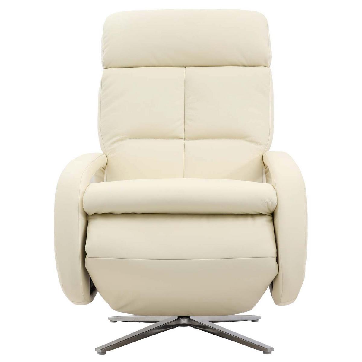 RELAXSESSEL Cremeweiß - Creme/Weiß, Leder (70/109/147cm) - MCW