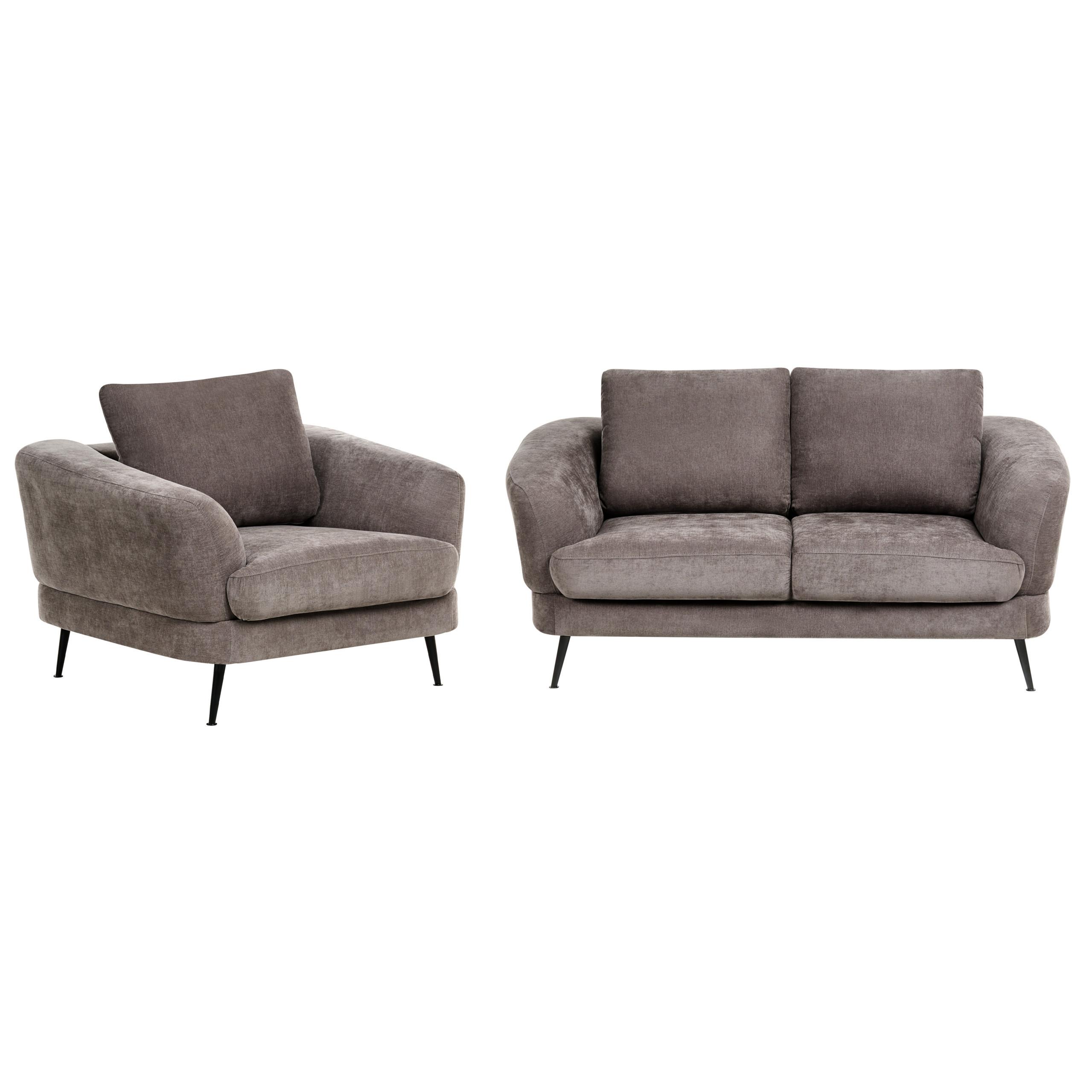 SOFA-SET 3-Sitzer Chenillegewebe Taupe Kjaer - Taupe/Beige, Textil (155/100/100cm) - Beliani