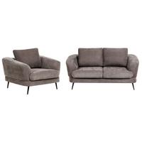 SOFA-SET 3-Sitzer Chenillegewebe Taupe Kjaer - Taupe/Beige, Textil (155/100/100cm) - Beliani