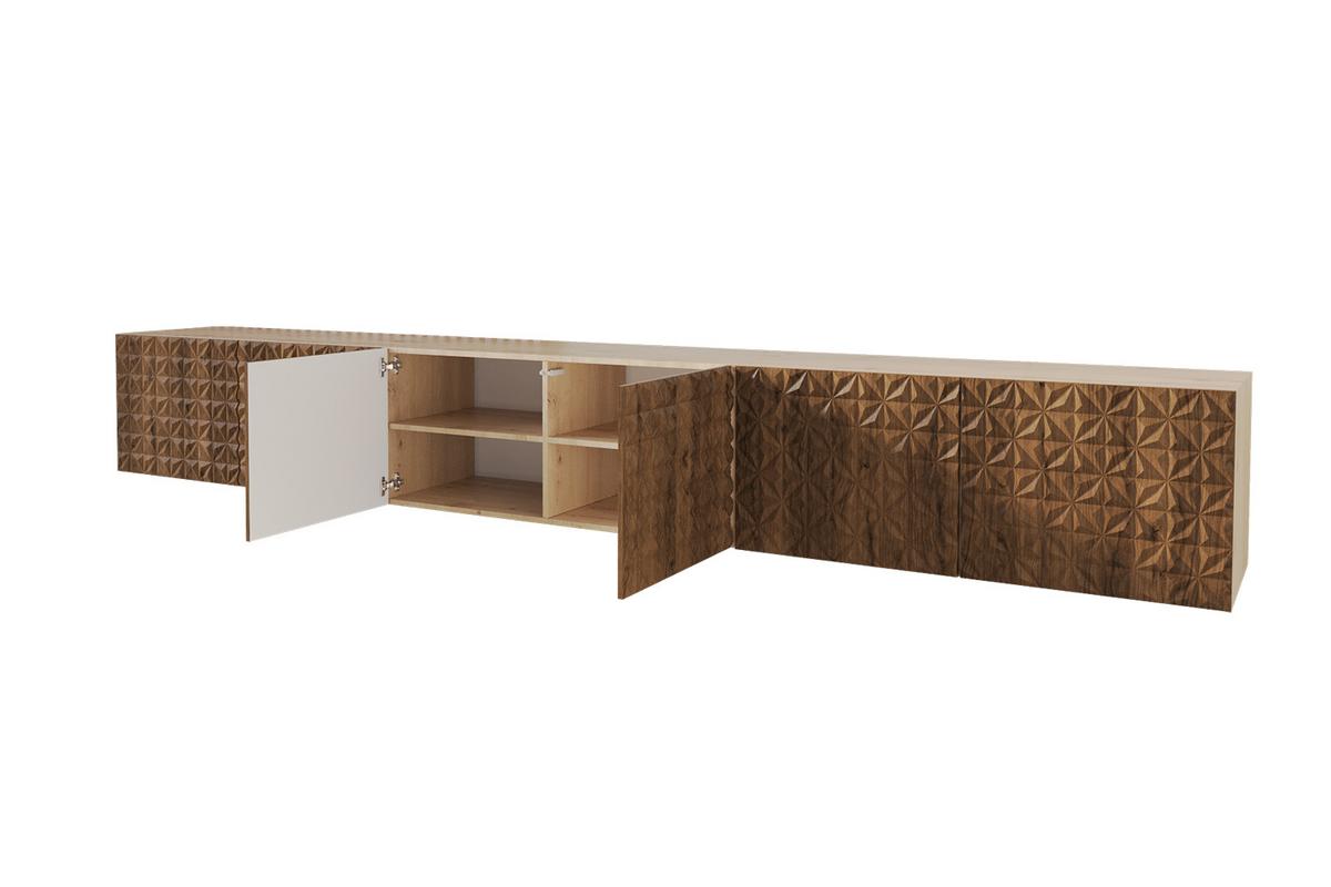 LOWBOARD VIRA-W 3x100x40x40 cm - Artisan / Katania - Eiche Wotan, Holzwerkstoff (300/40/40cm) - ALTDECOR