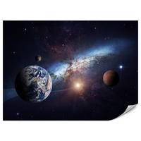 FOTOTAPETE für Kinderzimmer Planeten Galaxie Kosmos Nebel 150x105 - Violett/Weiß, Papier (150/105cm) - Muralo
