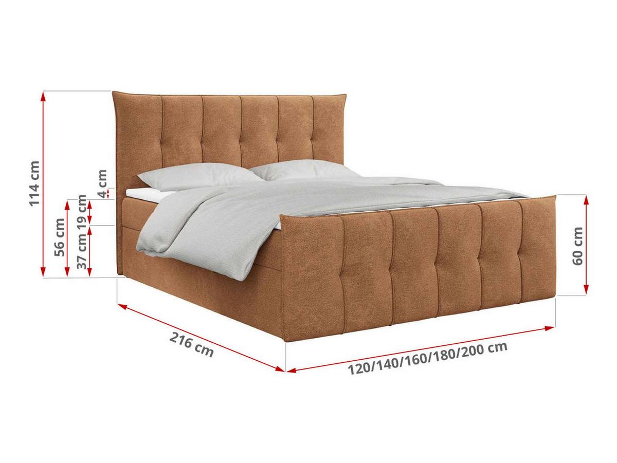 BOXBETT PREMIUM 11 140/200 Orange Struktur - H3 - Orange, Holz/Textil (140/200cm) - MKS