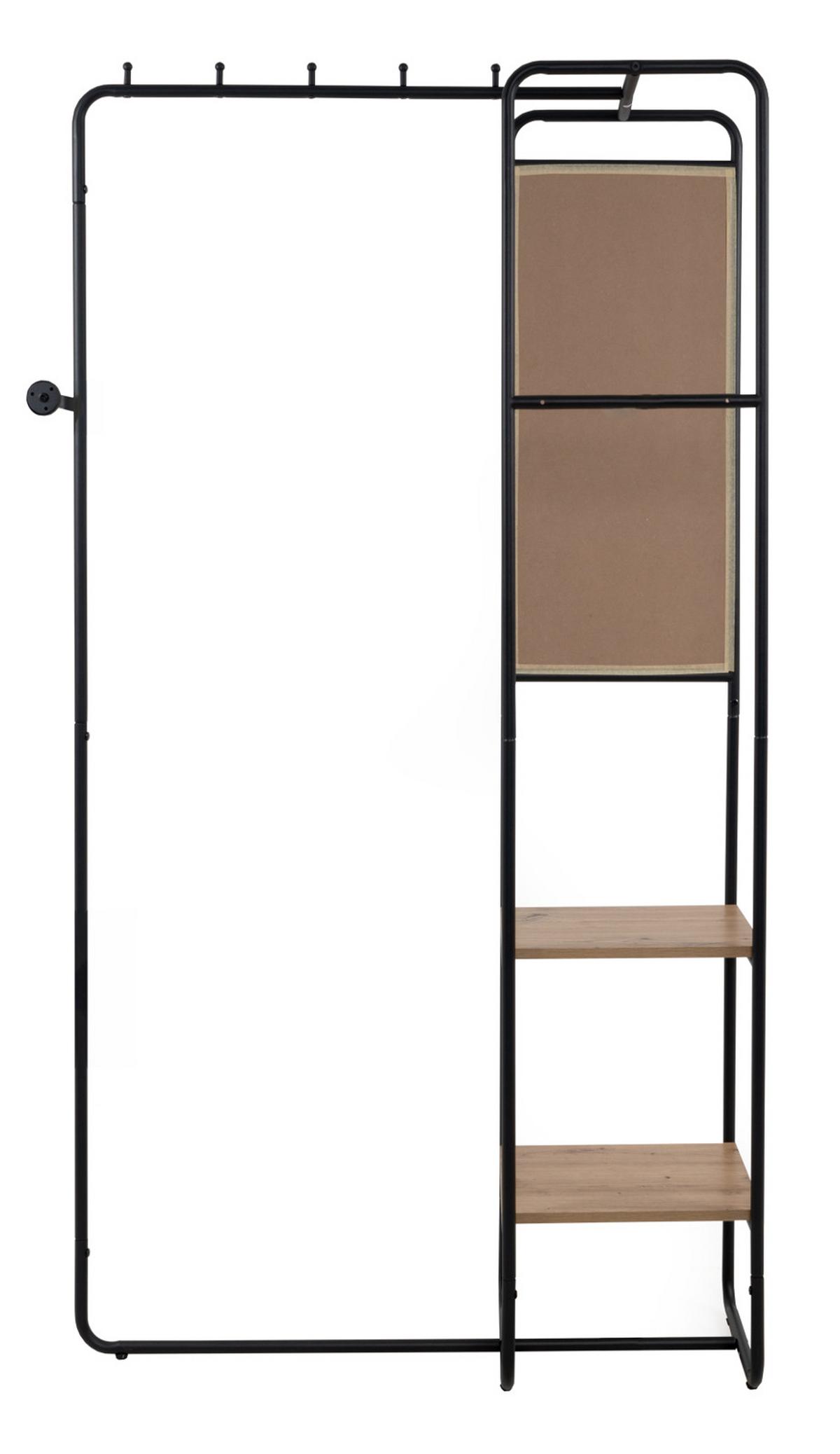 KOMPAKTGARDEROBE schwarz Metall 100 cm, Garderobe mit Spiegel - Schwarz, Holzwerkstoff/Metall (100/185/37cm) - Furn.Design