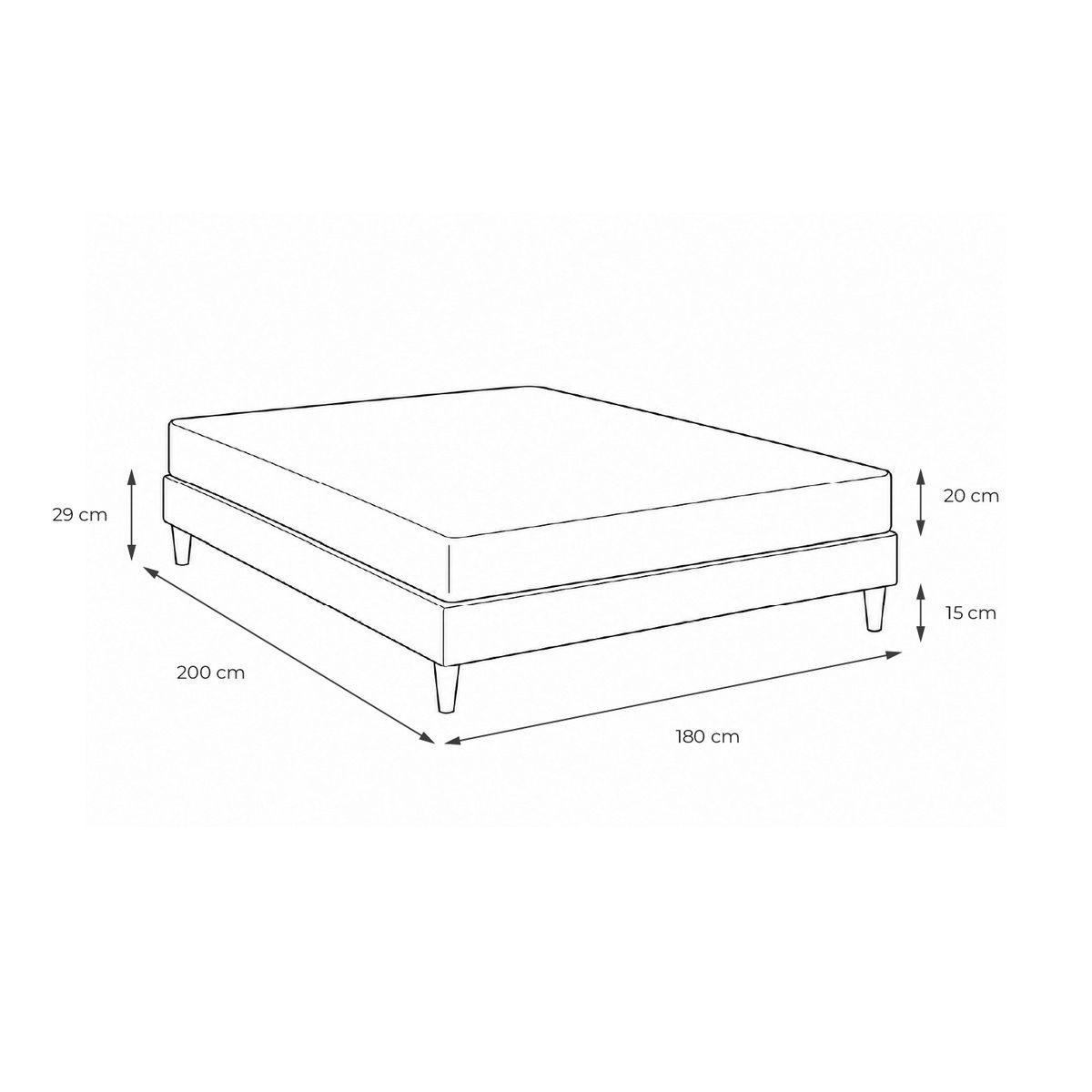 BETT Actimemo pur Memory-Schaum 180 x 200 cm h3 - Kit Bettgestell Weiß - Mit Kissen und Bettdecke - Beige/Weiß, Karton/Holz (180/200cm) - ACTISOM