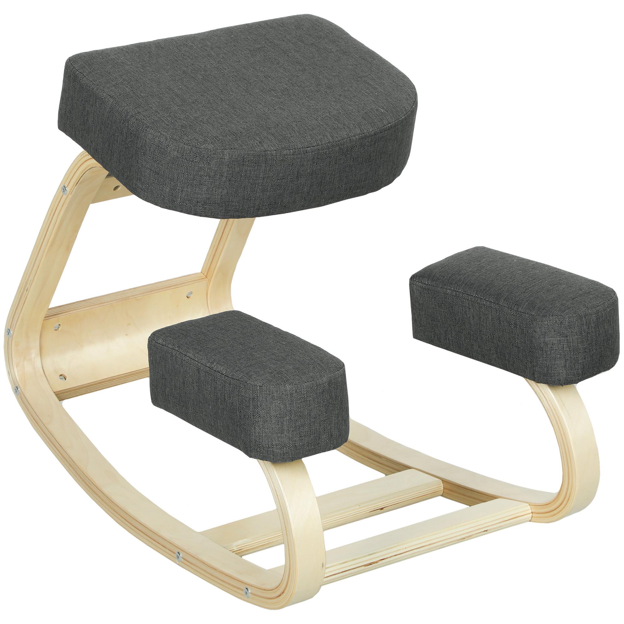 KNIESTUHL Birke Polyester Dunkelgrau - Dunkelgrau, Holz (51/58/69cm) - Vinsetto