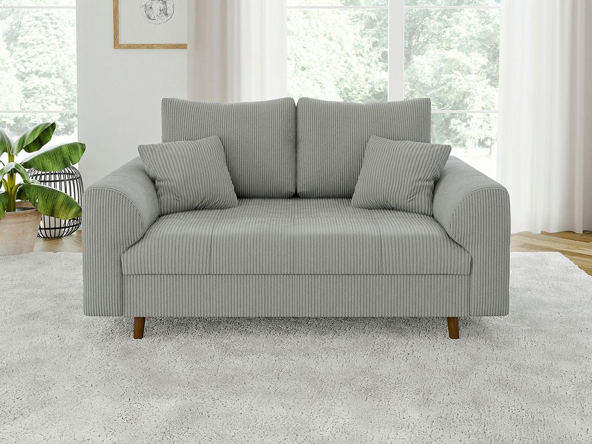 2-SITZER-SOFA Alma Hellgrau Cord - Hellgrau/Braun, Holz/Textil (150/81/93cm) - S-Style Möbel