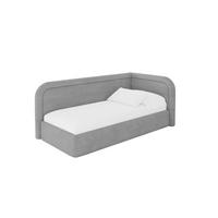 EINZELLBETT Jugendbett mit Bettkasten und Matratze H3/H4, Links - JOVY 80x200 Grau - Hellgrau, Holzwerkstoff/Textil (80/200cm) - ALTDECOR