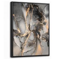 LEINWAND Bilder mit Rahmen - Grau - Luxus - Gold - Marmor - 30x40 - Dunkelgrau, Textil (30/40cm) - MuchoWow
